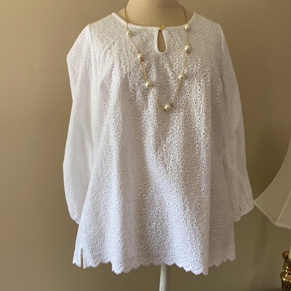 Lilly Pulitzer White Telyn Eyelet Crochet Top Size M - Picture 10 of 16